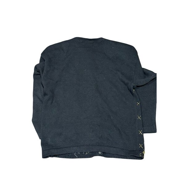 Victoria Harbour black gold embellished sequin beaded holiday sweater L - Picture 2 of 9